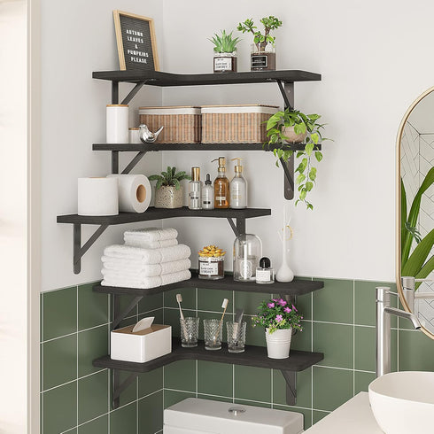 Set 5 Fixwal Corner Shelves Floating Shelves for Wall Bathroom Kitchen Bedroom Home Decor Laundry Room Living Room