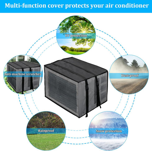 Luxiv Mesh Window Air Conditioner Cover - Black Dust-Proof Waterproof AC Cover for Outdoor Use (17Wx12Dx13H)