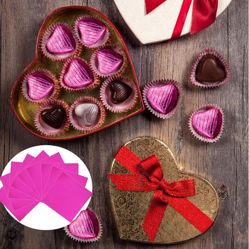 100PCS Rose Foil Candy Wrappers, 4 x 4 Inch for Chocolate Bar Wrappers, DIY Candies, Cake