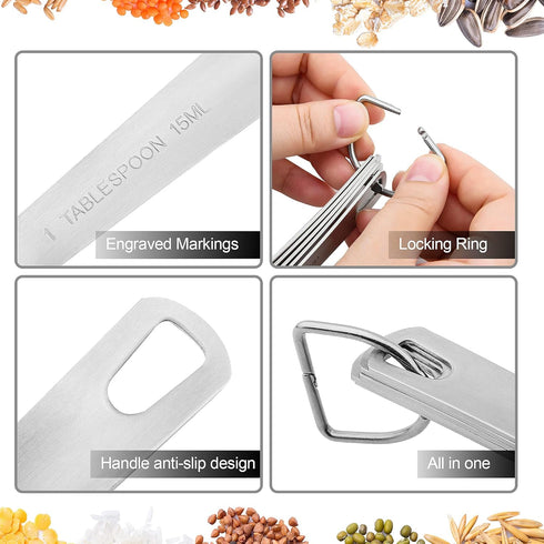 Lucky Plus Stainless Steel Measuring Spoons Set, 18/8(304) Steel Material, Heavy Duty 9 Measuring Spoons (10ml & 20ml)