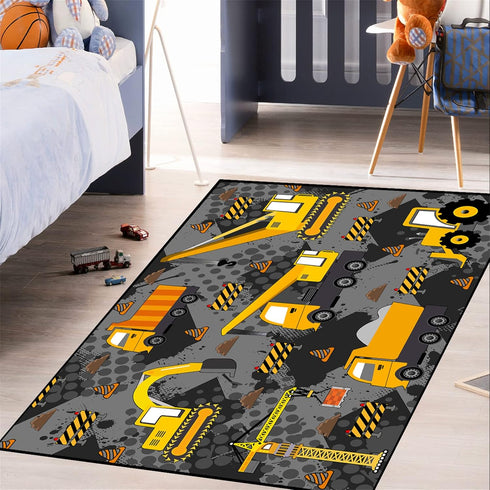 3'4' Construction Rugs for Boys Room Play Mat for Cars and Trucks PlayMat Kids Rugs for Playroom Car Carpet for Kids