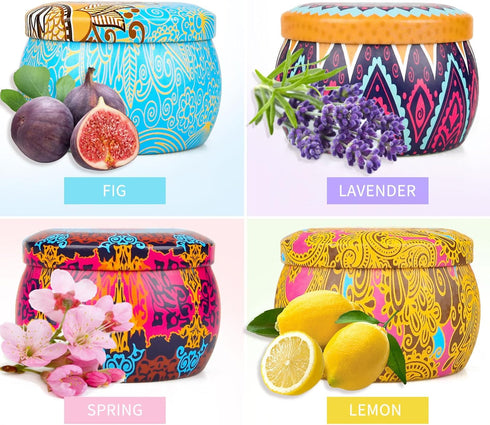 Scented Candles Gifts Set for Women, Large Tin Soy Candle Lavender for Home, Birthday Gifts for Mom