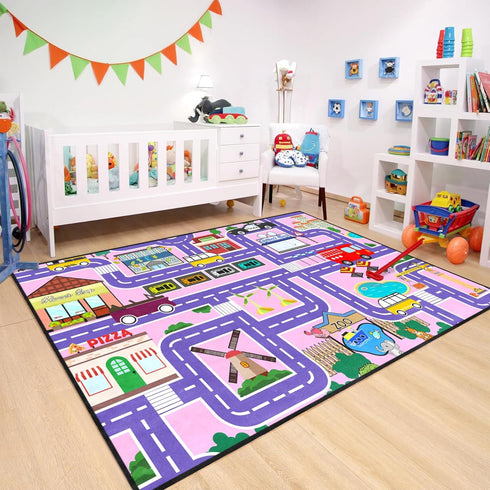 3x5 Car Rugs for Kids Toy Cars - Car Track Carpet for Boys Road Rug for Bedroom Road Map Carpet for Kids Toy Play Mat