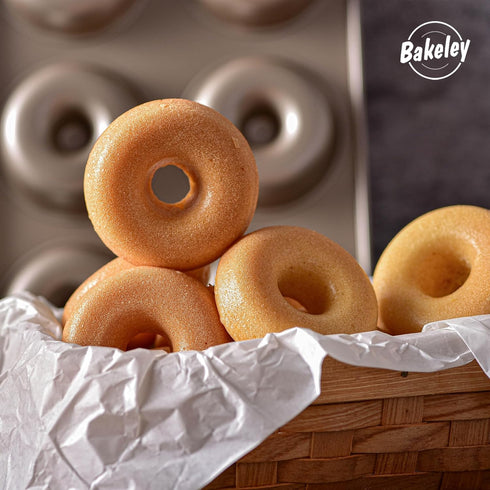 Donut Pan, Nonstick 6 Cavity Ring Doughnut Pan for Baking, Set of 2, Champagne Gold
