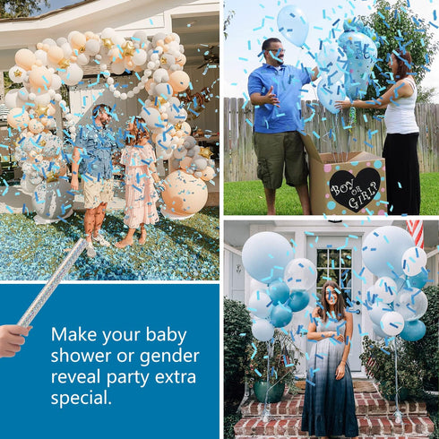 BATTIFE It's a Boy, 6 Pack Gender Reveal Confetti Wands for Baby Boy Shower Party Decorations