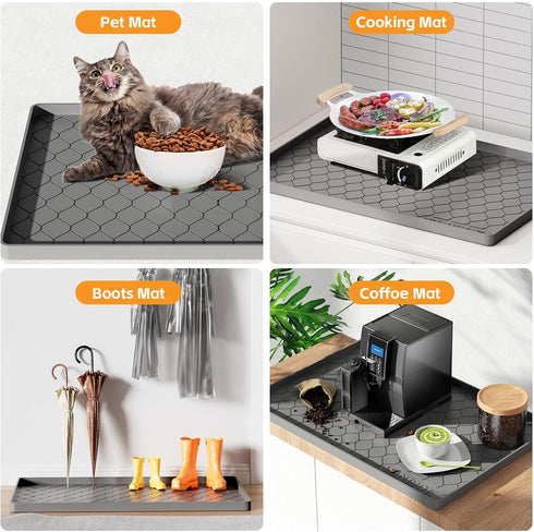 Waterproof Under Sink Mat - 34” x 22” Cabinet Liner for Kitchen & Bathroom, Silicone Tray