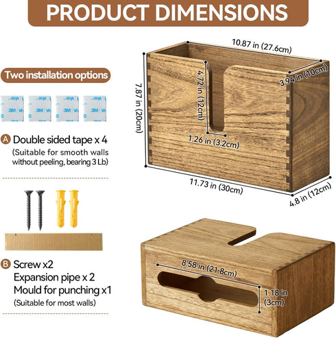 Countertop KIRIGEN Wood Paper Towel Dispenser - Wall Mounted Paper Towel Holder for Kitchen Restroom Decor and Bathroom