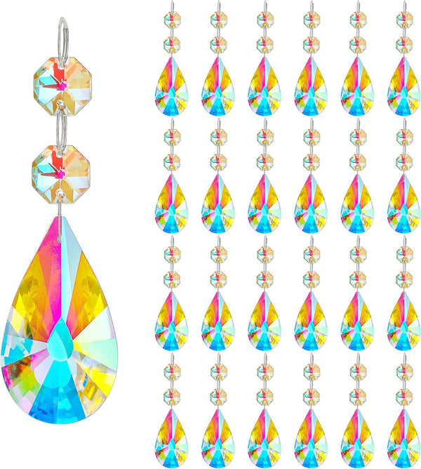 kanpura 25pcs 50mm Crystal Prisms Chandelier Suncatcher Beads Replacement Colorful Hanging Crystals