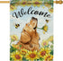 Welcome Spring Summer Golden Retriever Dog Decorative House Flag, Sunflowers Bee Garden Yard Outside Decorations, 28 x