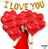 KatchOn I Love You Balloons Set, 18 Inch, Pack of 18, Foil Red Heart Balloons for Valentine's Day Decorations
