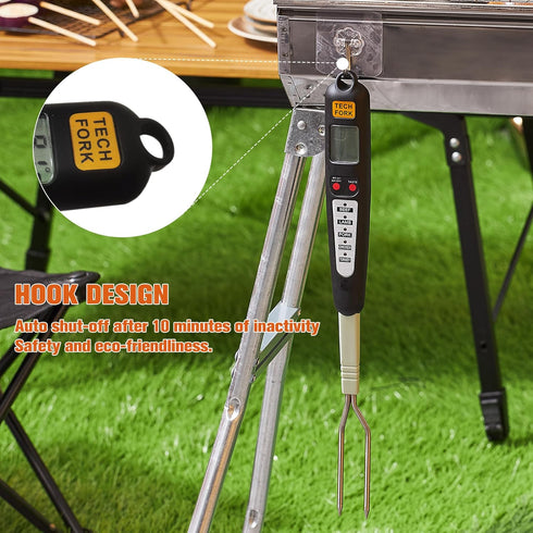80-09 Digital Meat Instant Read Thermometer - Kitchen Probe with LED Screen and Ready Alarm for Grilling, Barbecue