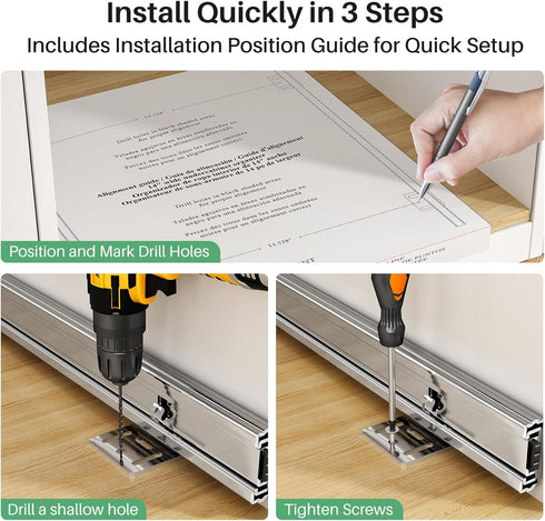 Kitstorack Pull Out Cabinet Organizer, 18" Wide x 21" Deep, Heavy Duty Roll Out Drawers for Kitchen Cabinets