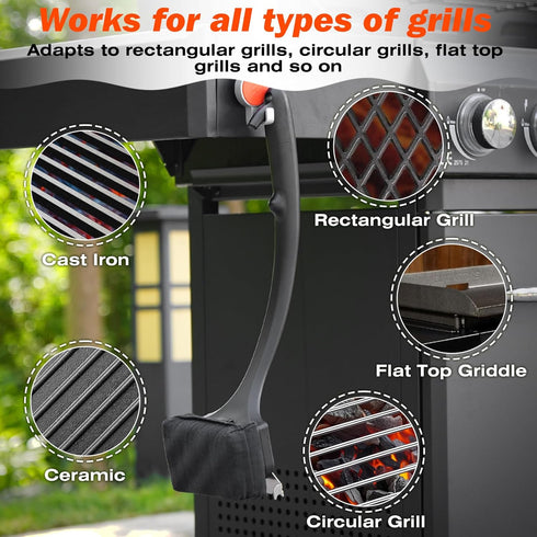 Grill Brush for Outdoor Grill, Steam Grill Cleaner Bristle Free with Scraper, Replaceable Cleaning Head