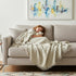 KyraHome 100% 90"x90", Summer Organic Cotton Throw Blankets, Queen Pre-Washed Plant Dyed, Breathable Lightweight Soft