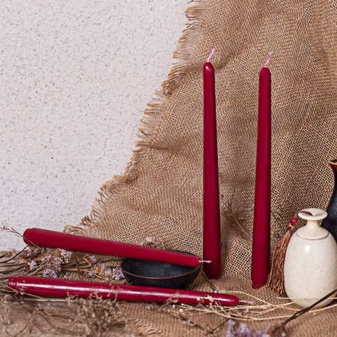 14 Pack Dark Red Taper Candles, 12 Inch Tall 3/4 Inch Thick, Burn 10 Hours (Burgundy)