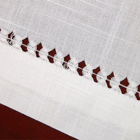 Grelucgo Handmade Hemstitched Natural Rectangle White Lace Table Runners - 14x36 inch