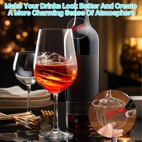 120 Pcs Acrylic Disc Drink Tags, Circle Cocktail Drinking Tags, DIY Wine Drink Names with 4 Highlighters