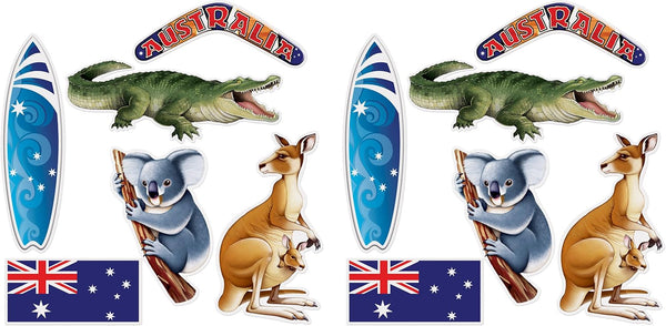 Beistle 12 Piece Australian Paper Cut Outs Wall Décor for Australia Day G’Day Mate Aussie Party Supplies, Multicolored