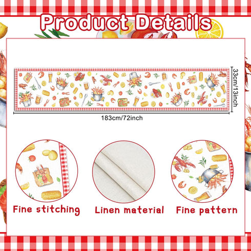 13x72 Inch Crawfish Boil Party Decorations - Crawfish Party Table Runner Decor, Seafood Boil Crayfish Table Decorations