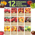 Pack 12 Packs 2026 Organic Tomato Seeds Variety - Individual - Season - Roma, Cherry, Black Krim, Yellow Pear