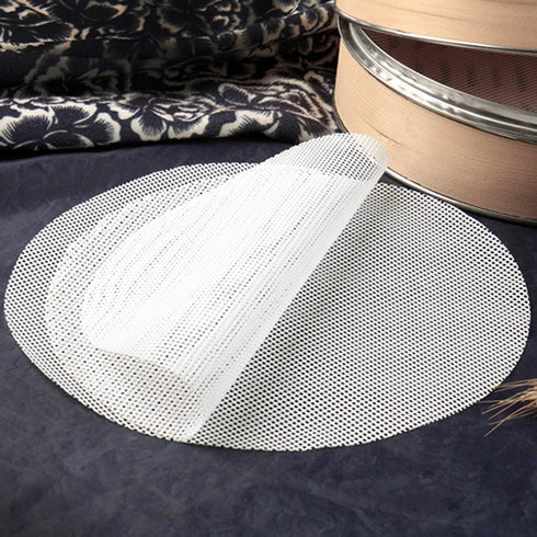 GUCUJI 12 Inch Silicone Bamboo Steamer Liners, Non-Stick Reusable Steamer Mesh Mats for Dumplings, Veggies, Food Grade
