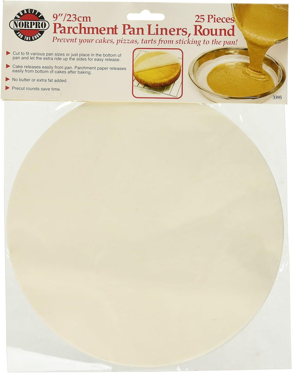 Norpro Round Parchment Pan Liner, Set of 25