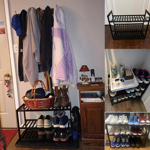 3 9-12 Closet Jripae Bamboo Shoe Rack for Entryway, Stackable Tier Shoe Organizer Shelf Storage Pairs Shoes Stand Cubby