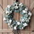Idyllic Eucalyptus and Cotton Wreath, 14 Inches Artificial Decor for Farmhouse, Garden, Wedding, Natural Twig Base