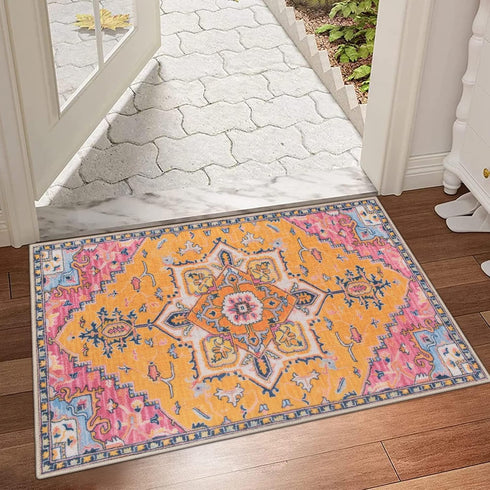 Collive Washable Indoor Door Mat 20" x 32", Non-Slip Retro Floor Mat for Quick Absorbent Entrance Rug, Kitchen Home