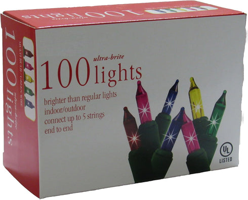 Dobar 100 Count (24 Holiday Pride Multi Color Christmas Lights with Green Wire - Multicolor Christmas Tree Lights