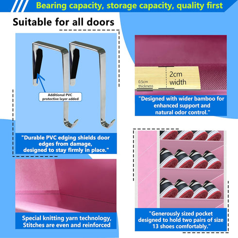 70 20-30-Pair 13 Over The Door Shoe Organizer, Pounds Large Capacity, shoe organizer, Heavy Duty-Extra Deep Pockets