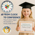 OWLCONIC Non Ticking Analog Clock for Kids, Teaching Clock for Wall, Silent Homeschooling Resource