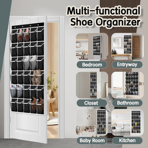 Kotkn 30 Closet 30-Pocket) Over the Door Shoe Organizer with Breathable Mesh Pockets - Large Capacity Storage for Men