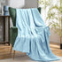 60x80 Inches, Vonty Satin Throw - Baby Blue Satin Blanket, Cooling & Silky, Wrinkle-Free Cable Knit for Couch, Sofa