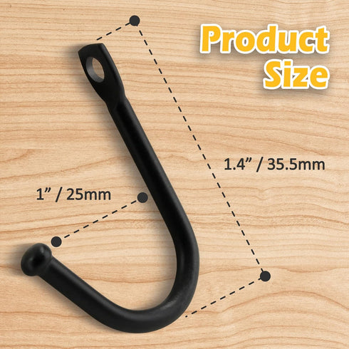 20 Pcs Black Single Prong Wrought Iron Hooks with Screws, Decorative Colonial Wall Hooks for Keys, Hats, Clothes, Towels