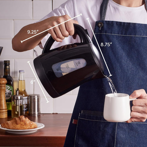 Elite Gourmet EKT8690 1.7L Electric Tea Kettle, 1500W Hot Water Heater, BPA-Free, Fast Boil, Black