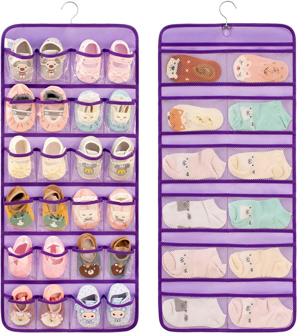 Dual-sided Hanging Baby Shoes Organizer Closet Toddler Shoe Storage Holder for Kids