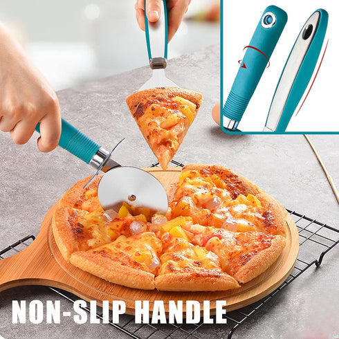 Webake Large Pizza Cutter Wheel Set, Stainless Steel Pie Slicer with Non-slip Green Handle, Ideal for Pizza & Cake