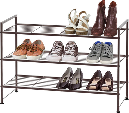 3-Tier Simple Houseware Stackable Shoes Rack Storage Shelf, Bronze