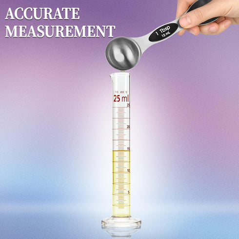 Magnetic Measuring Spoons Set of 8 with Leveler, Stainless Steel Metal Measuring Spoon for Dry and Liquid Ingredients
