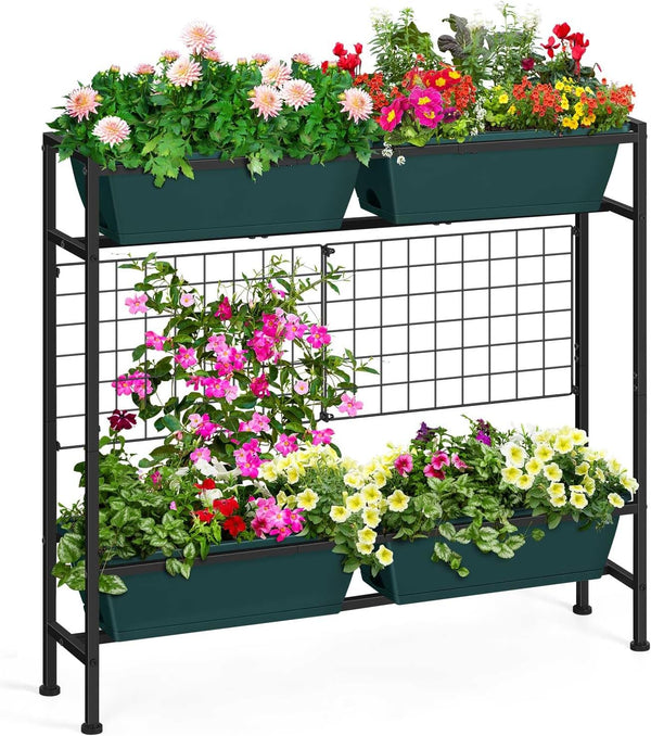 OYEAL Raised Garden Bed with Legs & & Trellis 32" Tall Vertical
