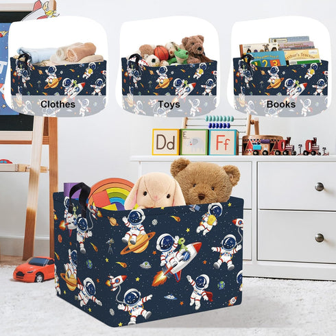 36L Space Rockets Laundry Hamper Cartoon Astronaut Large Storage Basket Planet Collapsible Parents Organizer Boys