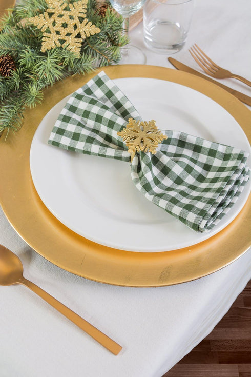 DII Christmas Thanksgiving Holiday Tabletop Décor Collection - Decorative Napkin Ring Holder Set, Gold Snowflake