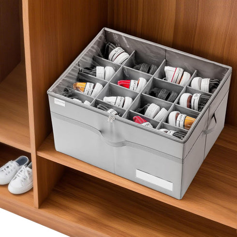 Closet, 16 LUVHOMEE Shoe Organizer for Fits Pairs, Large Shoe Box Storage Containers, Clear Foldable Shoe Storage Bins