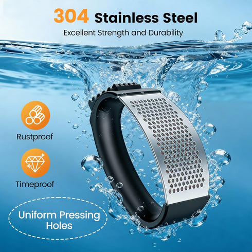 Lesbima Set Garlic Press Rocker with Garlic Peeler & Cleaning Brush,Stainless Steel Garlic Mincer Crusher,Easy Kitchen