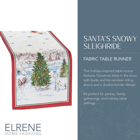 13 Inches 70 Inches Elrene Home Fashions Santa Snowy Sleighride Holiday Fabric Table/Console Runner, x