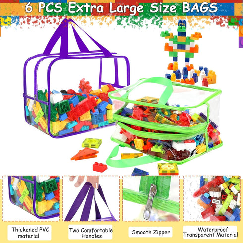 OPELETNNT 6 12.69.256.9In Colors Widen X-Large Toy Storage Bags with Labels, Reusable Clear PVC Board Game Storage