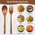 6Pcs Wooden Spoons Forks Set, Reusable Wooden Utensil Set for Stirring Cooking Camping, Wooden Cutlery