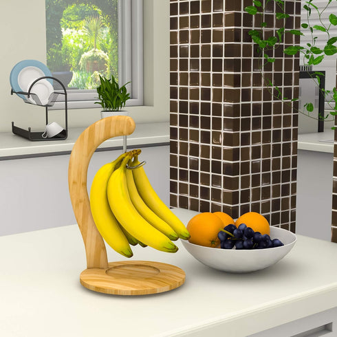 Ruichang Banana Holder Stand, Bamboo Sturdy Hook for Kitchen Countertop, Banana Tree Keeper