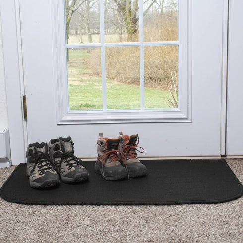 Ritz Solid Accent Rug - 18" x 30" Stain Resistant Kitchen or Living Room Mat - Black